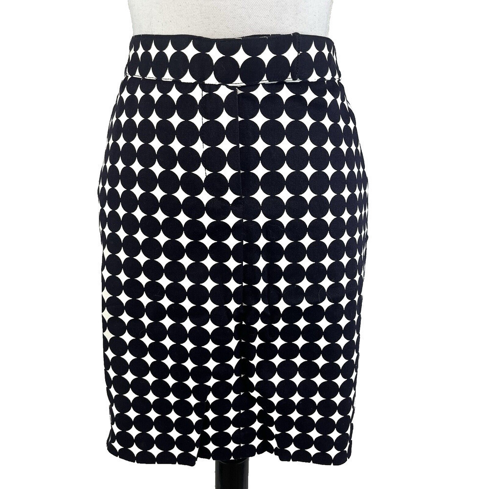 Larry Levine Skirt size 16 Navy Blue Polka Dots Above Knee A Line Pockets Casual